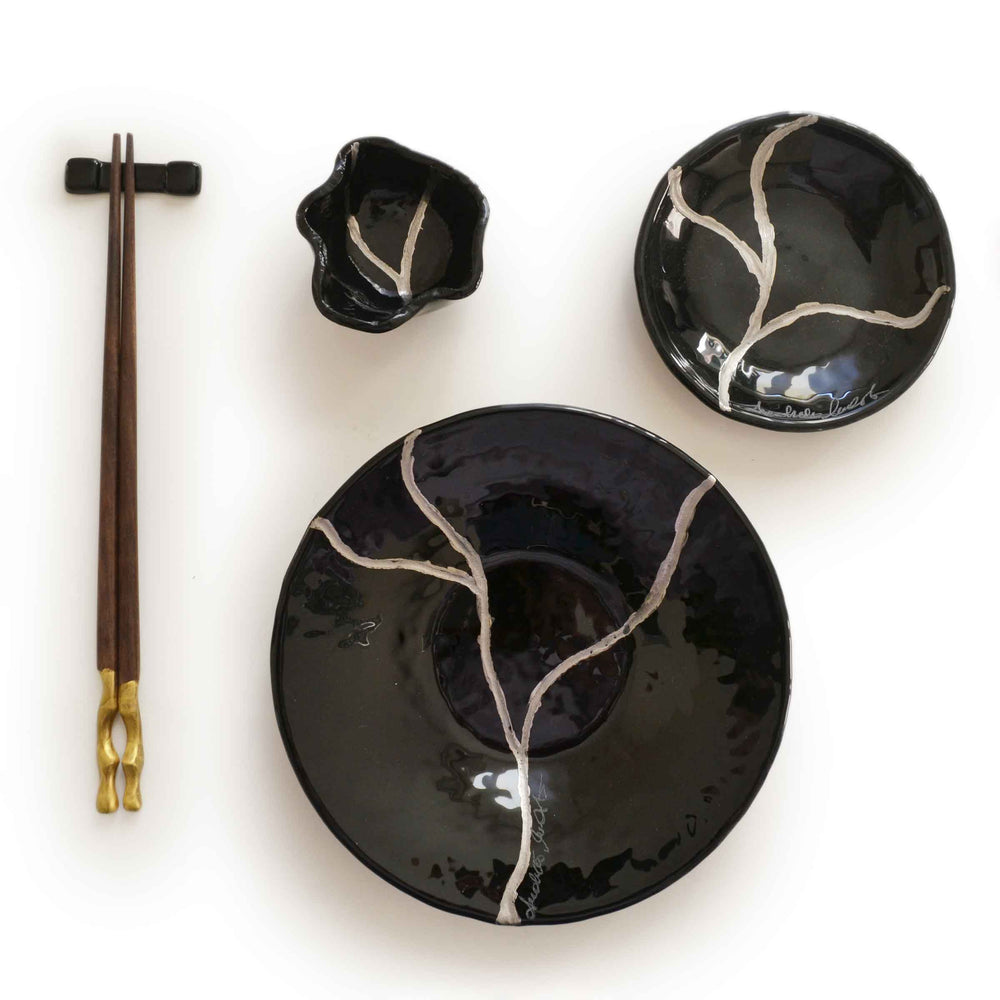 Murano Glass Round Sushi Set KINTSUGI by D.i. Più Andretto Design 02