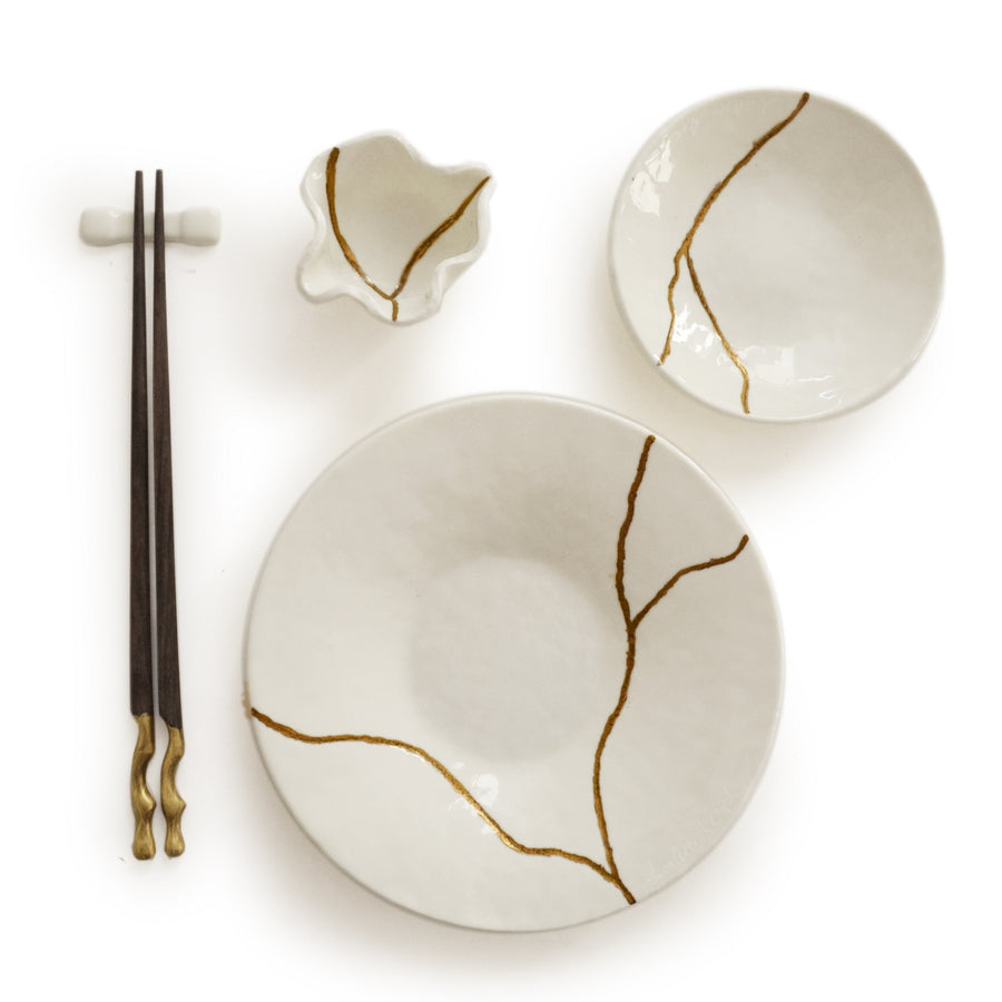 Murano Glass Round Sushi Set KINTSUGI by D.i. Più Andretto Design 01